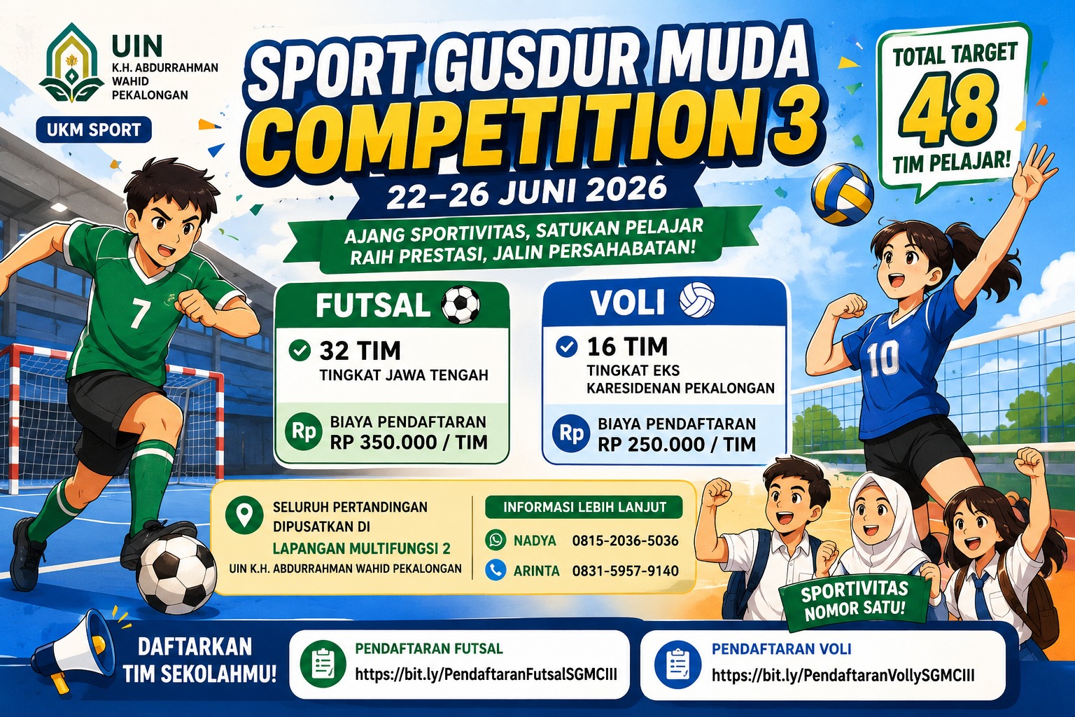 Sport Gusdur Muda Competition 3 Bidik 48 Tim Pelajar
