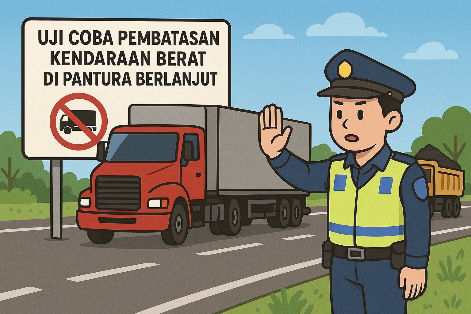 Uji Coba Pembatasan Kendaraan Berat di Pantura Berlanjut Uji Coba Pembatasan Kendaraan Berat di Pantura Berlanjut