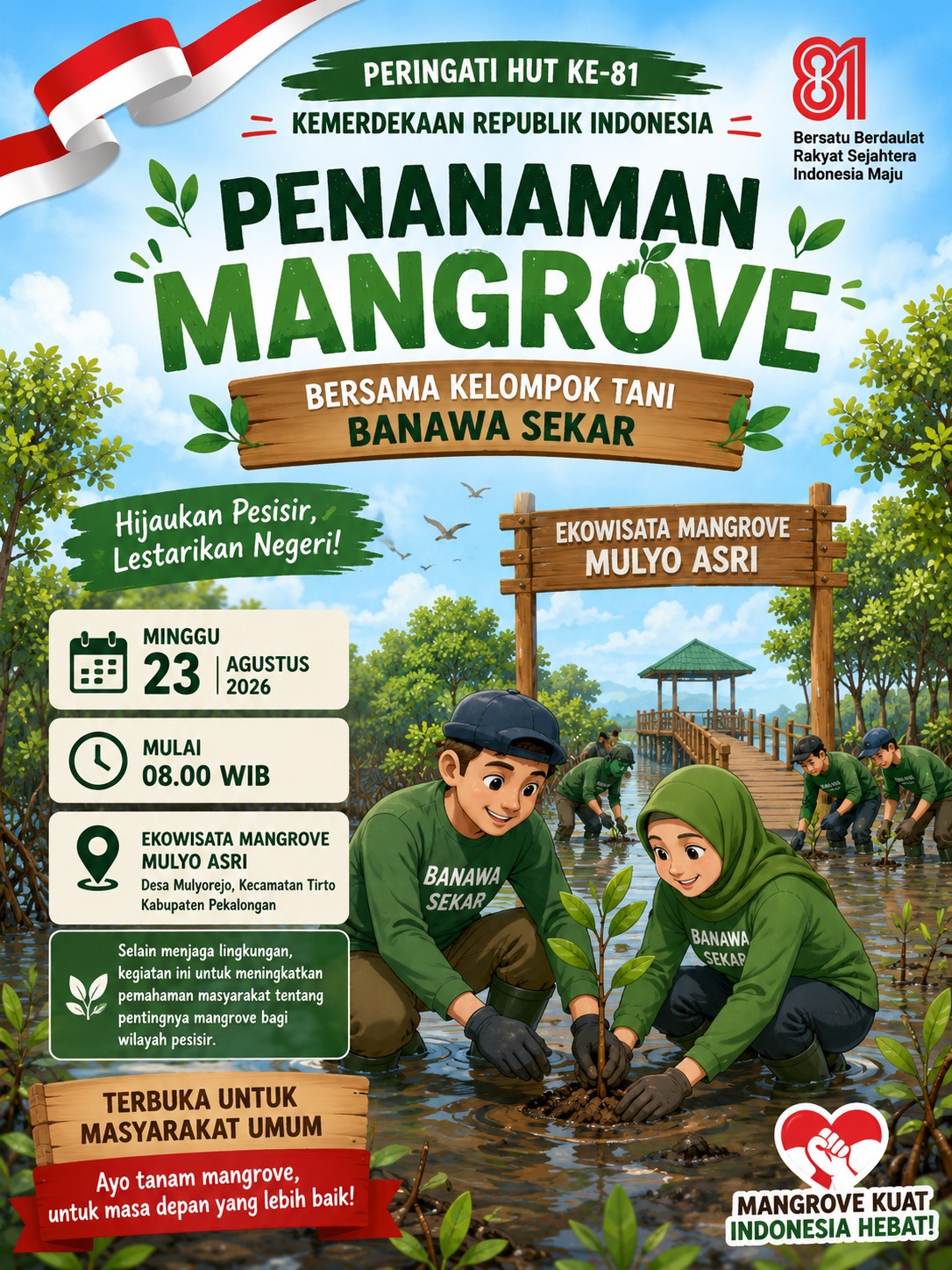 penanaman mangrove di Desa Mulyorejo