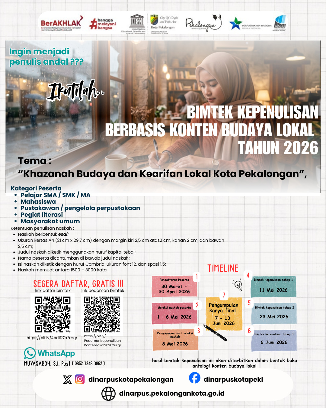 Dinarpus Kota Pekalongan Gelar Bimtek Penulisan Berbasis Budaya Lokal